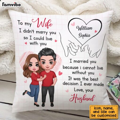 Personalized To My Wife Holding Hands Pillow