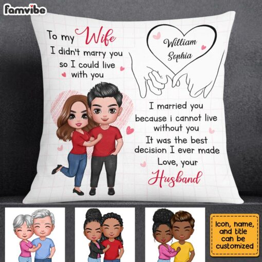 Personalized To My Wife Holding Hands Pillow