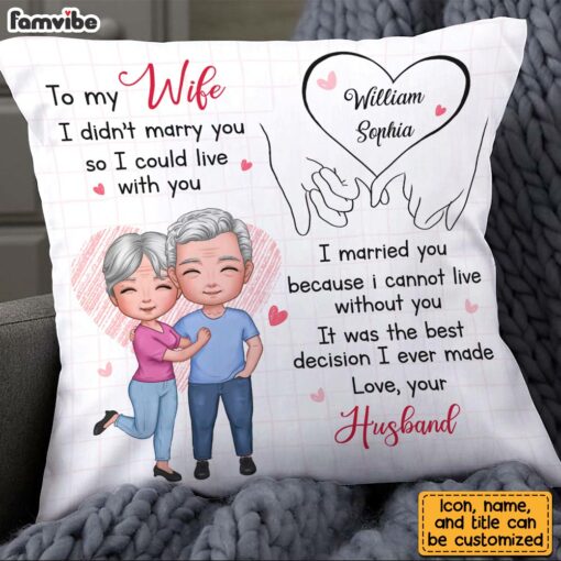 Personalized To My Wife Holding Hands Pillow