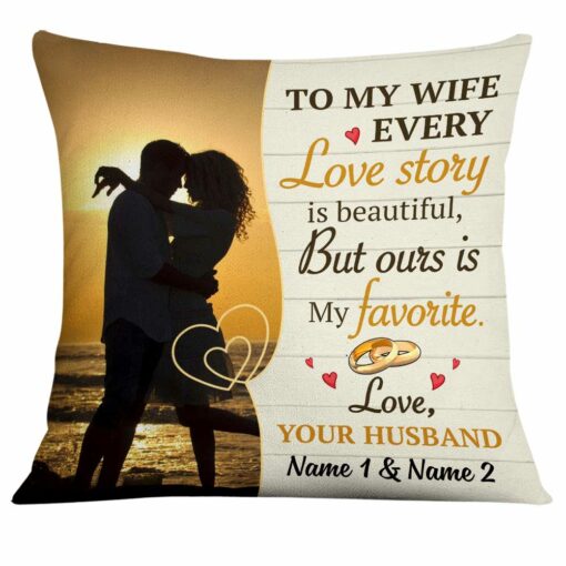 Personalized To My Wife Love Story Photo Pillow