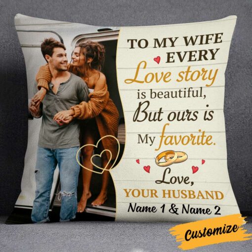 Personalized To My Wife Love Story Photo Pillow