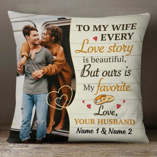 Personalized To My Wife Love Story Photo Pillow