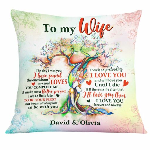 Personalized To My Wife Love Tree Pillow