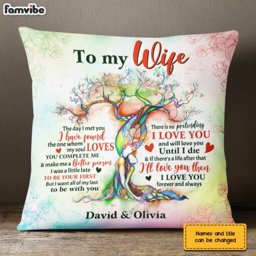 Personalized To My Wife Love Tree Pillow