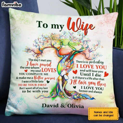 Personalized To My Wife Love Tree Pillow