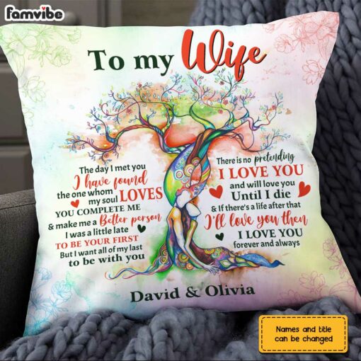 Personalized To My Wife Love Tree Pillow