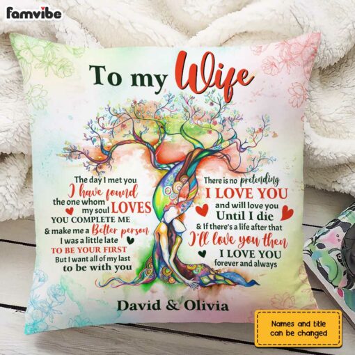 Personalized To My Wife Love Tree Pillow