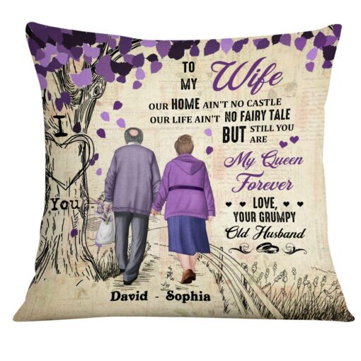 Personalized To My Wife Purple Love Tree Pillow