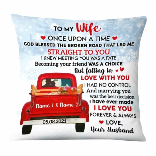 Personalized To My Wife Red Truck Pillow