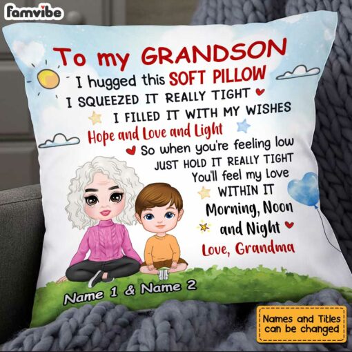 Personalized To Son Grandson Hug This Pillow