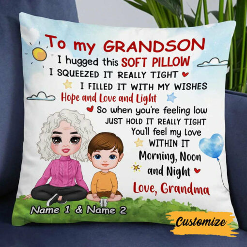 Personalized To Son Grandson Hug This Pillow