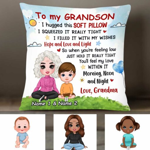 Personalized To Son Grandson Hug This Pillow