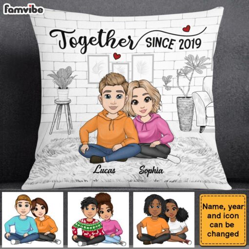 Personalized Together Since Couple Pillow