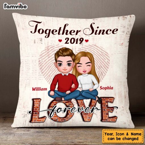 Personalized Together Since Love Forever Couple Pillow