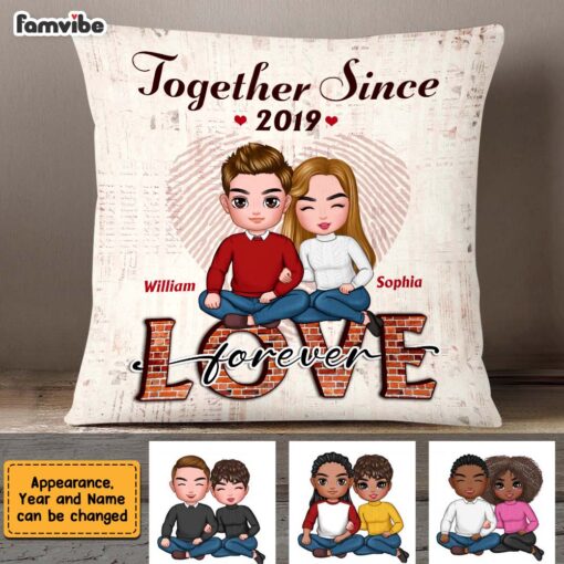 Personalized Together Since Love Forever Couple Pillow