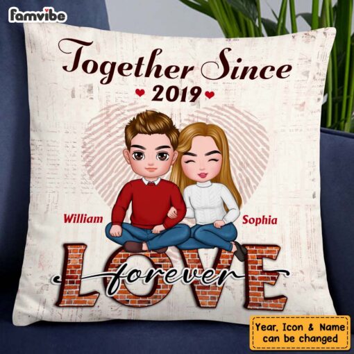 Personalized Together Since Love Forever Couple Pillow