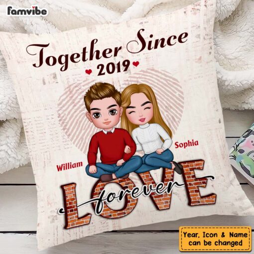 Personalized Together Since Love Forever Couple Pillow