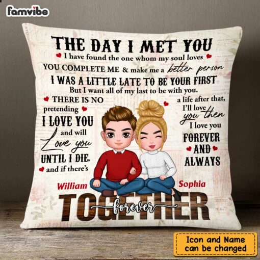 Personalized Together Since The Day I Met You Couple Pillow