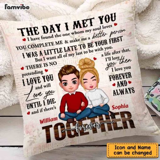 Personalized Together Since The Day I Met You Couple Pillow