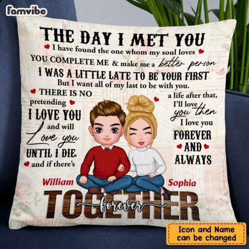 Personalized Together Since The Day I Met You Couple Pillow