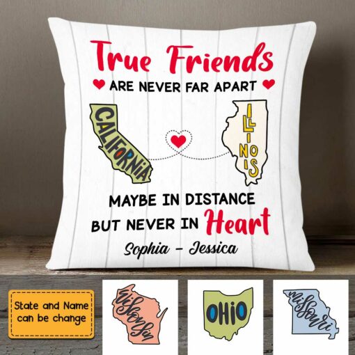 Personalized True Friends Long Distance Pillow