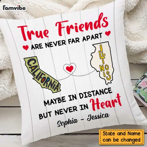 Personalized True Friends Long Distance Pillow