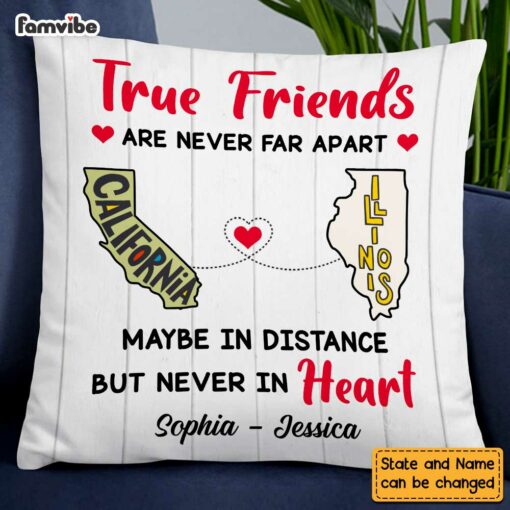 Personalized True Friends Long Distance Pillow