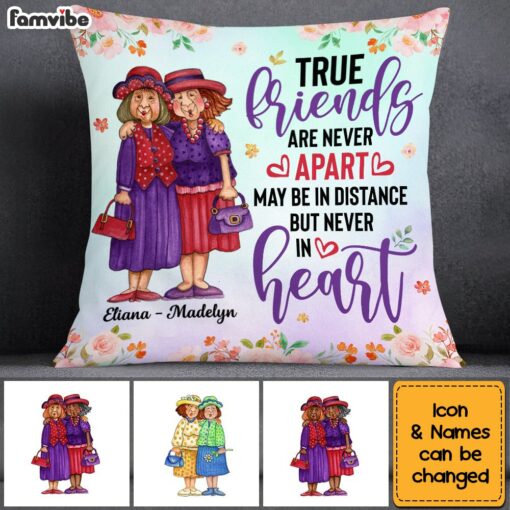 Personalized True Friends Never Apart Pillow