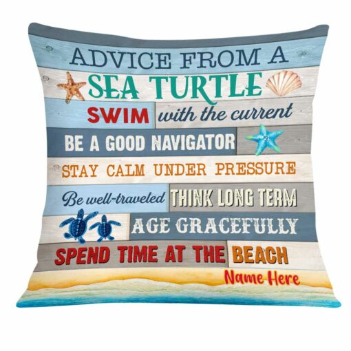 Personalized Turtle Advice Beach Pillow