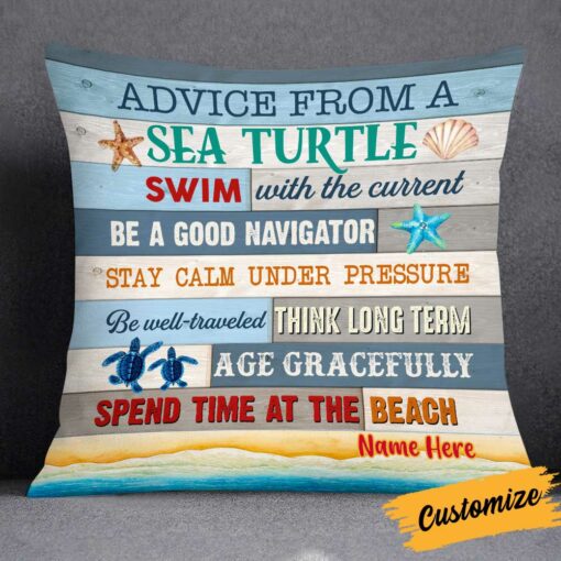 Personalized Turtle Advice Beach Pillow