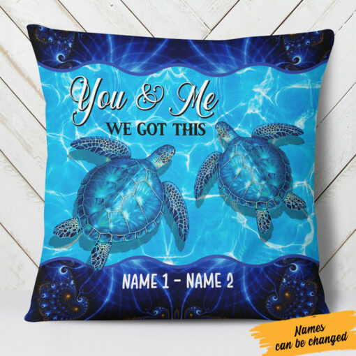 Personalized Turtle Couple We Got This Pillow