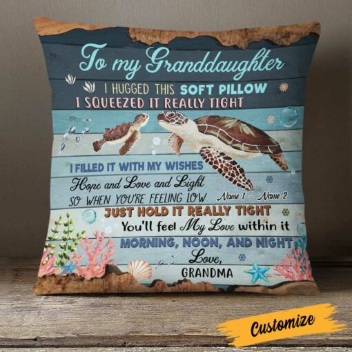 Personalized Turtle Granddaughter Hug This Pillow