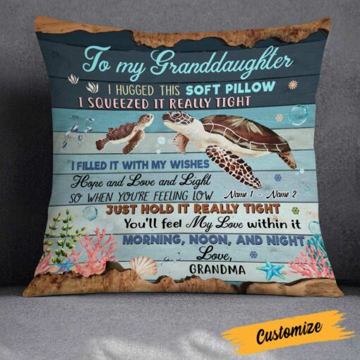 Personalized Turtle Granddaughter Hug This Pillow