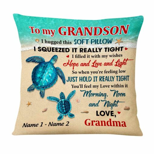 Personalized Turtle Grandson Hug This Pillow