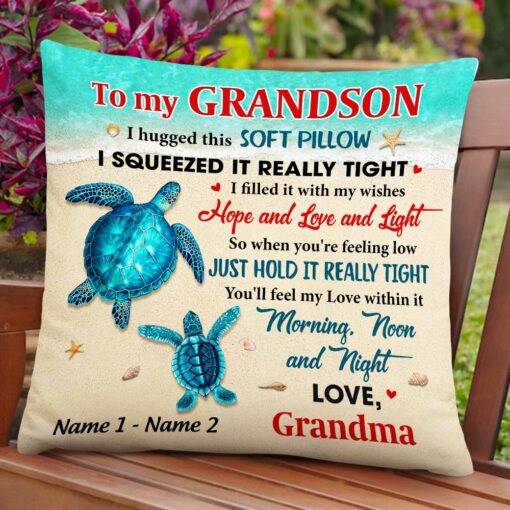 Personalized Turtle Grandson Hug This Pillow