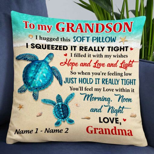 Personalized Turtle Grandson Hug This Pillow