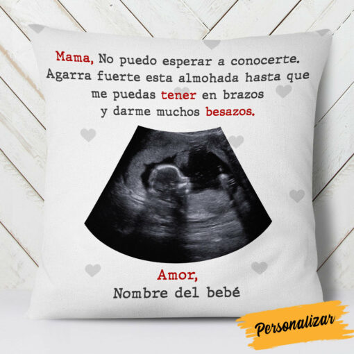 Personalized Ultrasound Mom Dad Spanish Mama Papa Ultrasonido Pillow