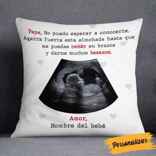 Personalized Ultrasound Mom Dad Spanish Mama Papa Ultrasonido Pillow