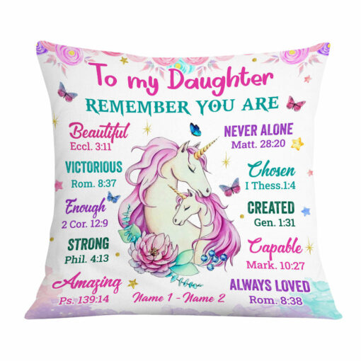 Personalized Unicorn Daughter Granddaughter From Mom Grandma Pillow