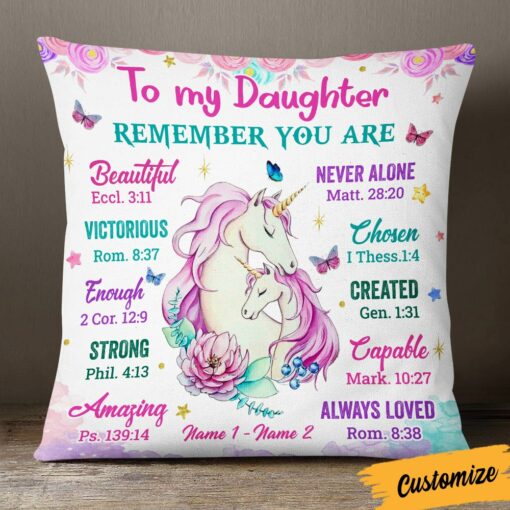 Personalized Unicorn Daughter Granddaughter From Mom Grandma Pillow