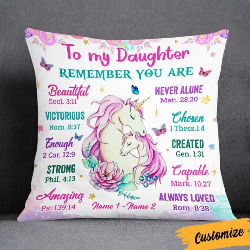 Personalized Unicorn Daughter Granddaughter From Mom Grandma Pillow