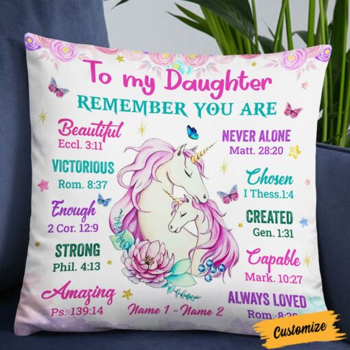 Personalized Unicorn Daughter Granddaughter From Mom Grandma Pillow