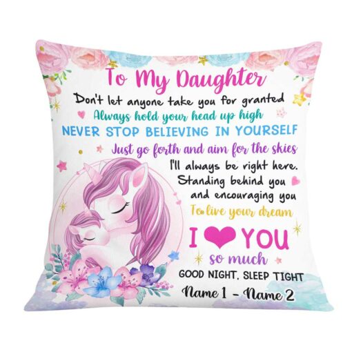 Personalized Unicorn Daughter Pillow