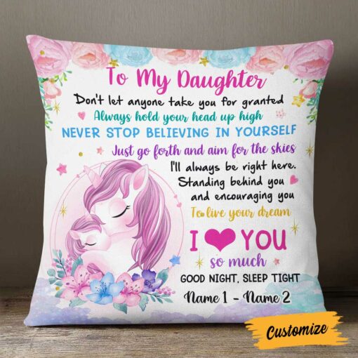 Personalized Unicorn Daughter Pillow