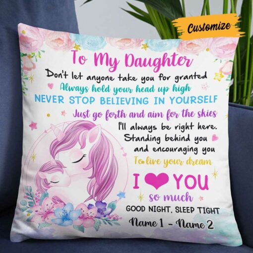 Personalized Unicorn Daughter Pillow