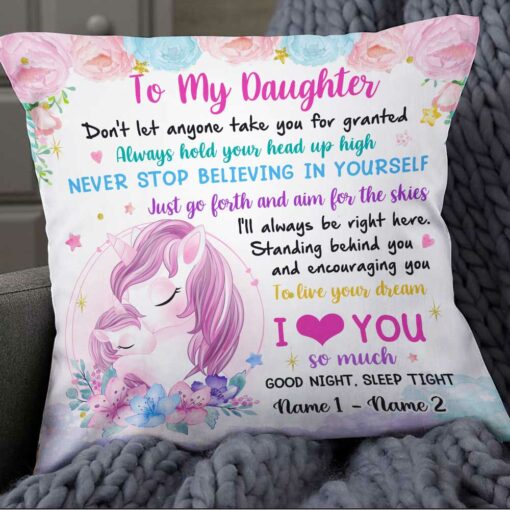 Personalized Unicorn Daughter Pillow