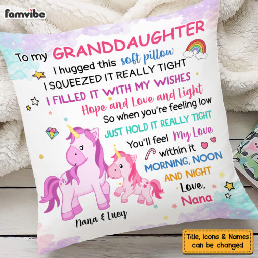 Personalized Unicorn Gifts For Granddaughter I Hugged This Pillow