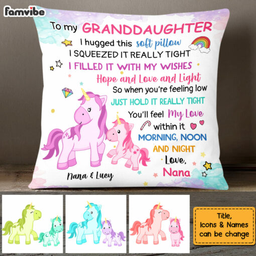 Personalized Unicorn Gifts For Granddaughter I Hugged This Pillow