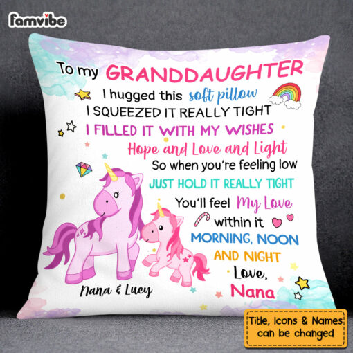 Personalized Unicorn Gifts For Granddaughter I Hugged This Pillow