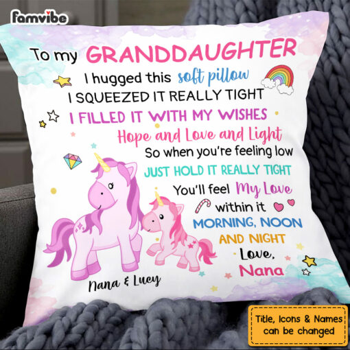 Personalized Unicorn Gifts For Granddaughter I Hugged This Pillow